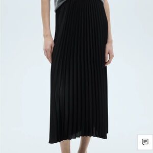 Mango Black Satin Pleated Skirt